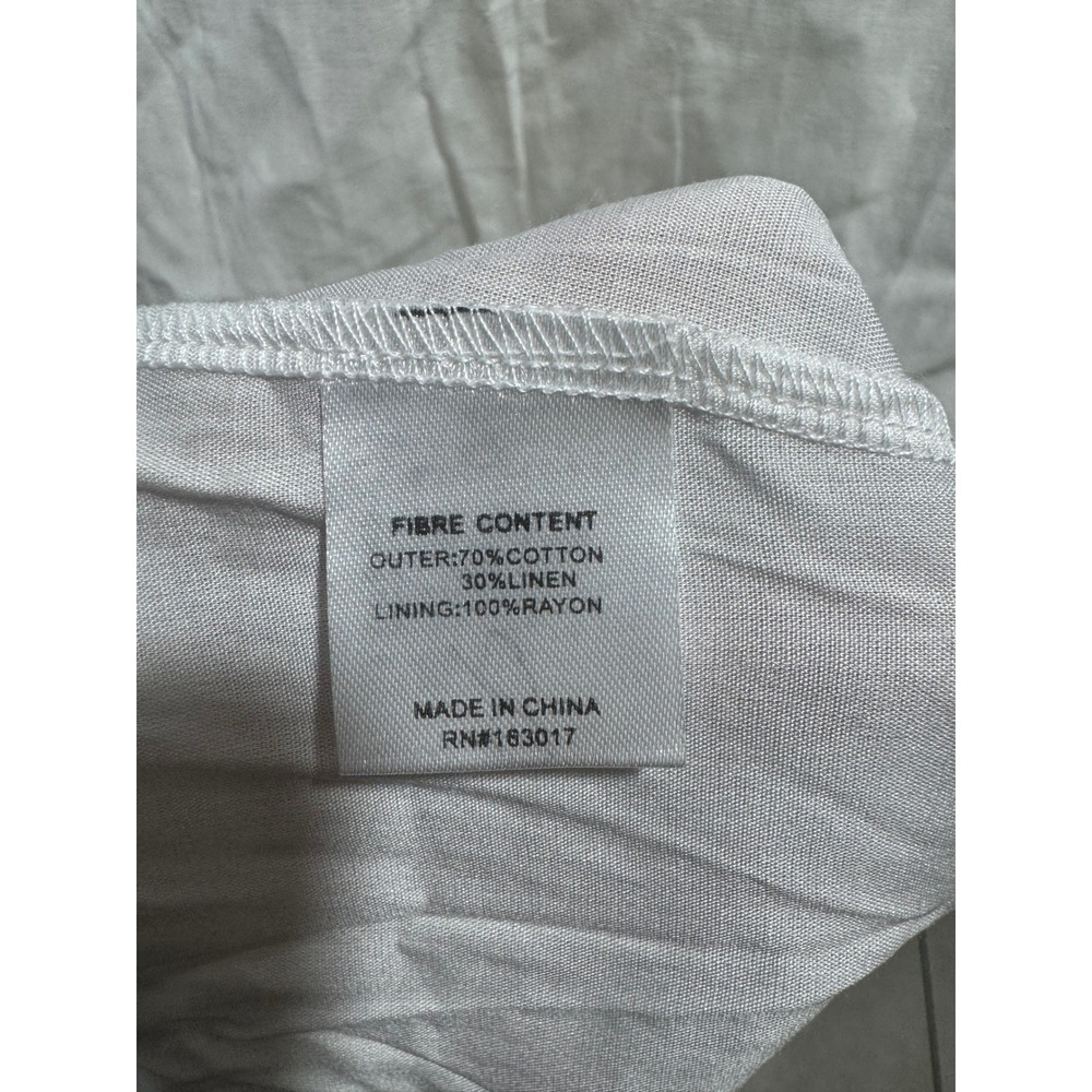 Princess Polly White Smocked Strapless Midi Dress Cotton Linen Blend Size 4 - Picture 7 of 8